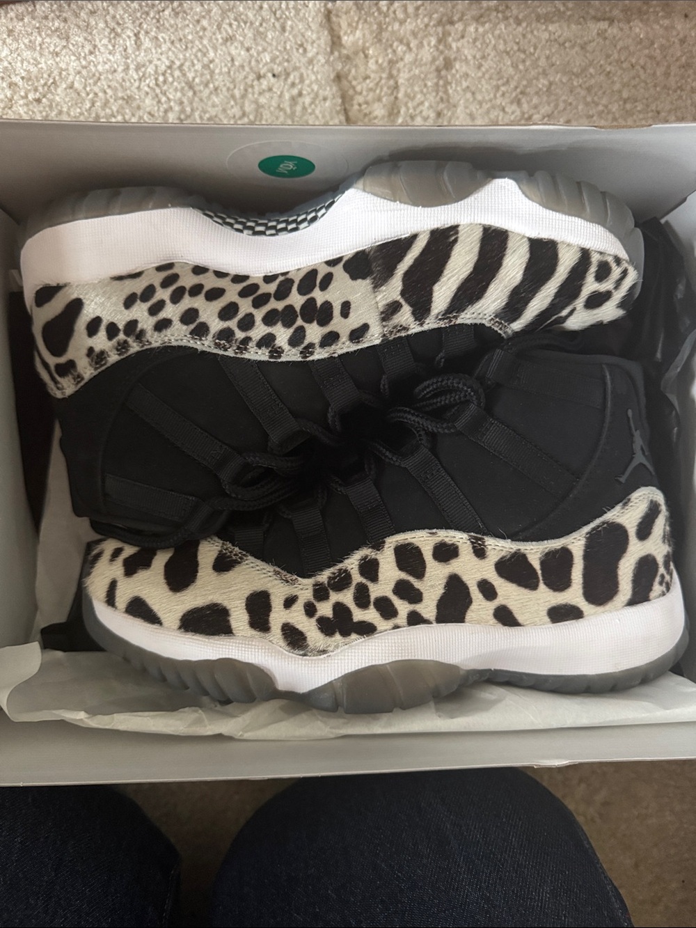 Jordan Women Black and White Animal-Print Sneakers